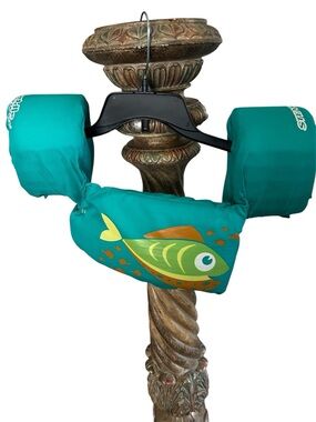 Stearns Puddle Jumper Kids Swim Float Vest Arm Bands Fish Design Teal Safety